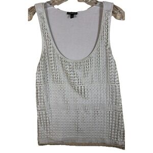 Express Womens Large Tank Top Beige Gold Metallic Crochet Overlay Scoop‎ Neck